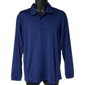 San Soleil Men’s Blue Long Sleeve Polo Shirt M Cooling UV 50 Outdoor